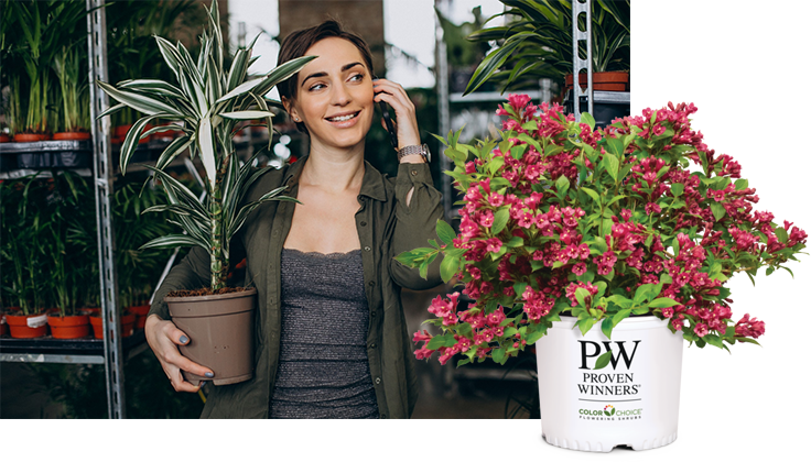 Woman shopping for plants